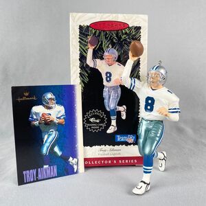 Troy Aikman Dallas Cowboys 1996 Hallmark Keepsake Ornament With Trading Card